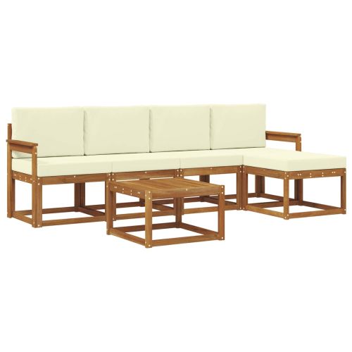 Комплект дивани за открито 6 pcs Натурален и Крема