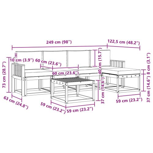 Комплект дивани за открито 6 pcs Естествено и светло сиво