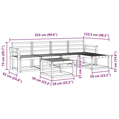 Комплект дивани за открито 6 pcs Естествен