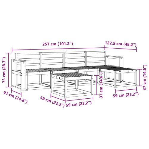 Комплект дивани за открито 6 pcs Естествен