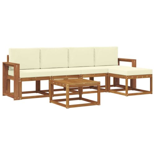 Комплект дивани за открито 6 pcs Натурален и Крема
