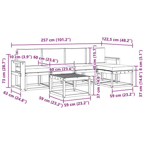 Комплект дивани за открито 6 pcs Натурален и Крема