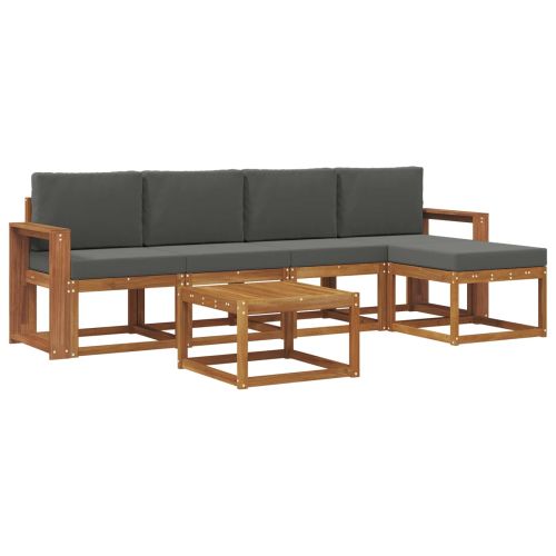 Комплект дивани за открито 6 pcs Натурален и Антрацит