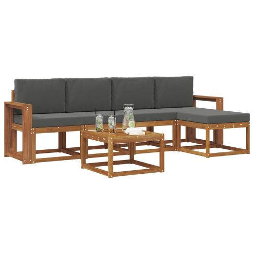 Комплект дивани за открито 6 pcs Натурален и Антрацит