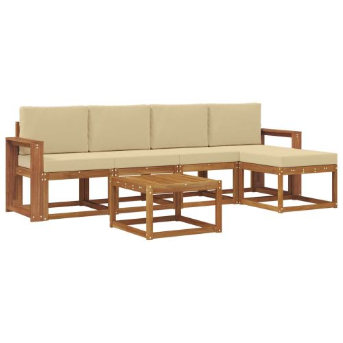 Комплект дивани за открито 6 pcs Натурален и Бежов