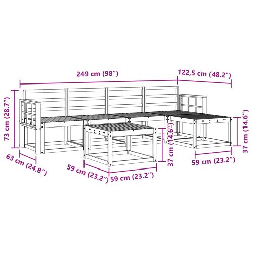 Комплект дивани за открито 6 pcs Естествен