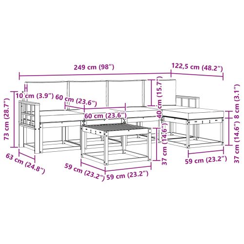 Комплект дивани за открито 6 pcs Натурален и Крема