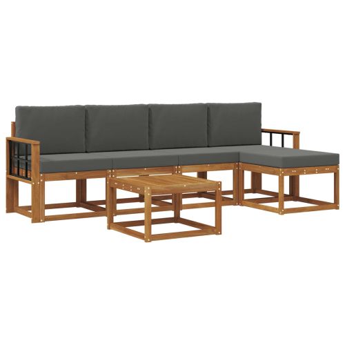 Комплект дивани за открито 6 pcs Натурален и Антрацит