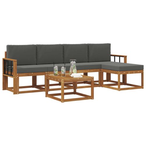 Комплект дивани за открито 6 pcs Натурален и Антрацит