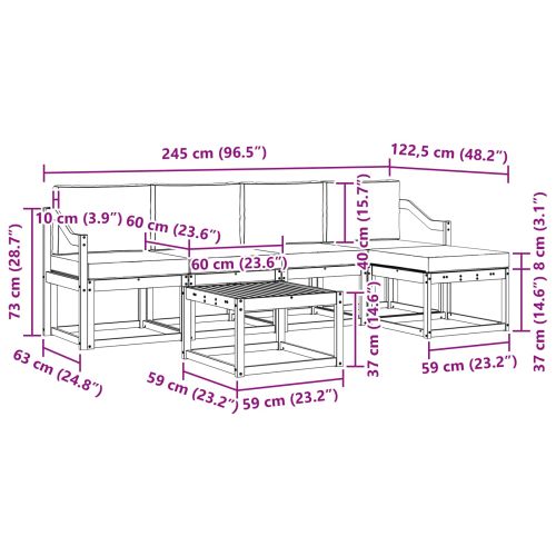 Комплект дивани за открито 6 pcs Натурален и Антрацит