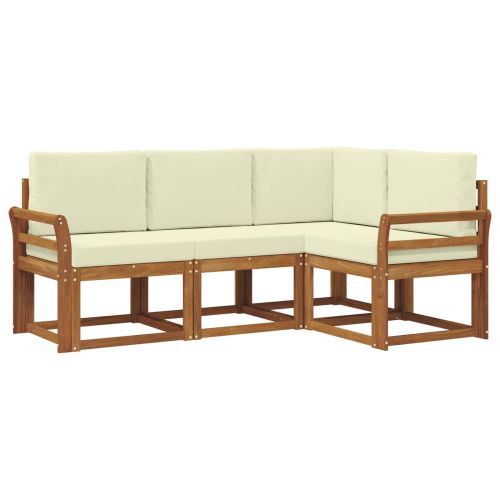 Комплект дивани за открито 4 pcs Натурален и Крема