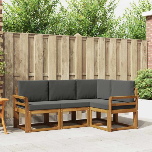 Комплект дивани за открито 4 pcs Натурален и Антрацит