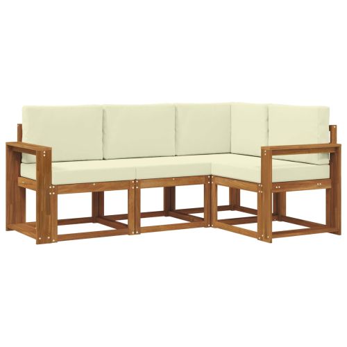 Комплект дивани за открито 4 pcs Натурален и Крема