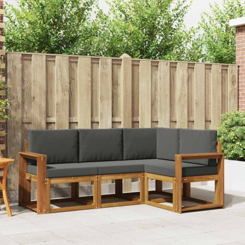 Комплект дивани за открито 4 pcs Натурален и Антрацит