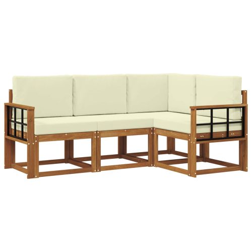 Комплект дивани за открито 4 pcs Натурален и Крема