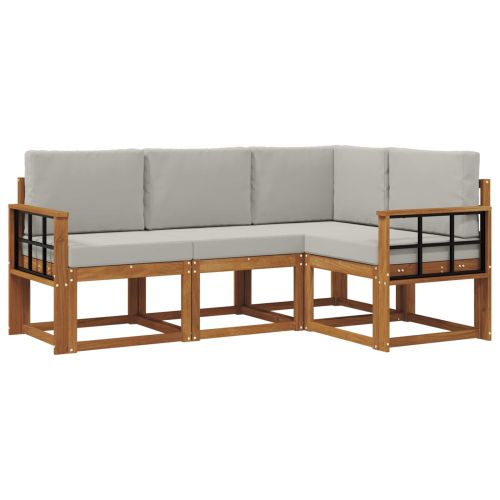 Комплект дивани за открито 4 pcs Естествено и светло сиво