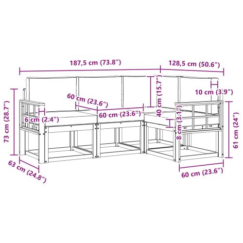 Комплект дивани за открито 4 pcs Естествено и светло сиво