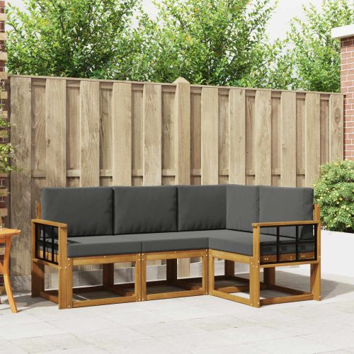 Комплект дивани за открито 4 pcs Натурален и Антрацит