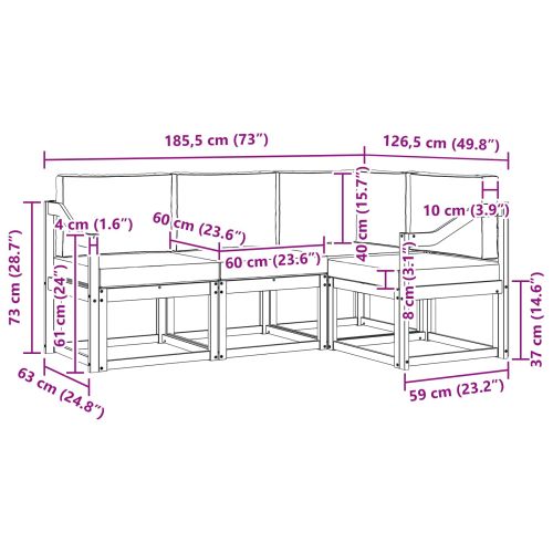 Комплект дивани за открито 4 pcs Естествено и светло сиво