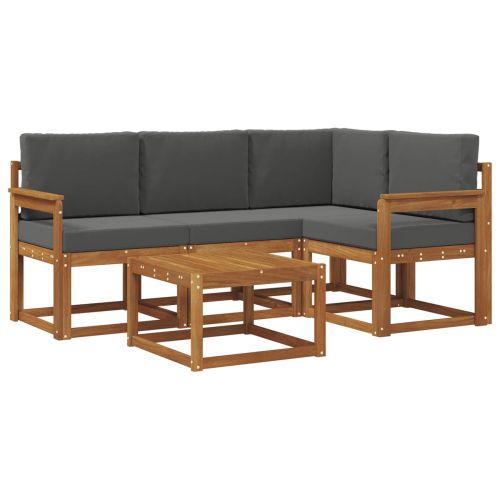 Комплект дивани за открито 5 pcs Натурален и Антрацит