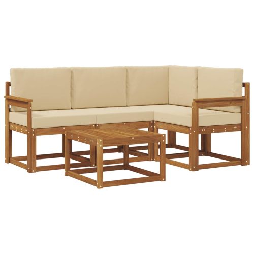 Комплект дивани за открито 5 pcs Натурален и Бежов