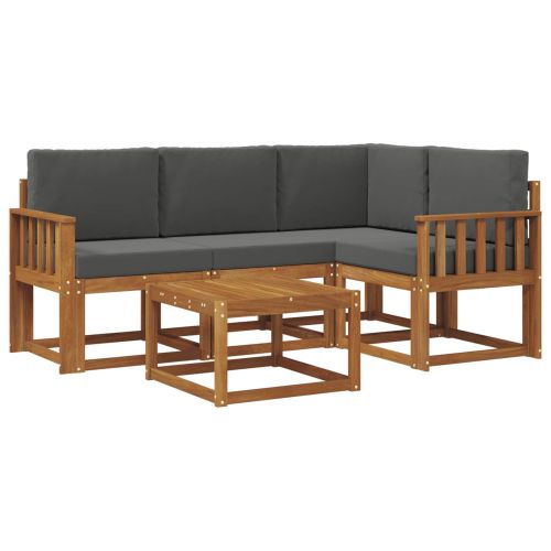 Комплект дивани за открито 5 pcs Натурален и Антрацит