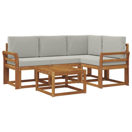 Комплект дивани за открито 5 pcs Естествено и светло сиво