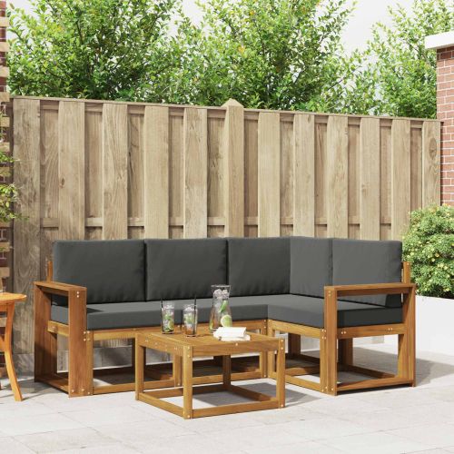 Комплект дивани за открито 5 pcs Натурален и Антрацит