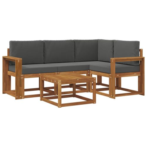 Комплект дивани за открито 5 pcs Натурален и Антрацит