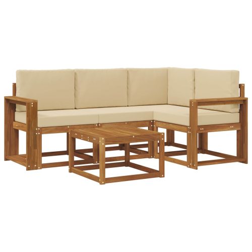 Комплект дивани за открито 5 pcs Натурален и Бежов