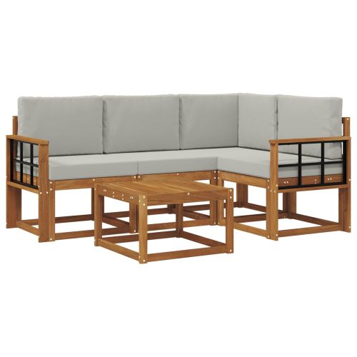 Комплект дивани за открито 5 pcs Естествено и светло сиво