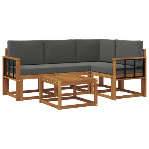 Комплект дивани за открито 5 pcs Натурален и Антрацит