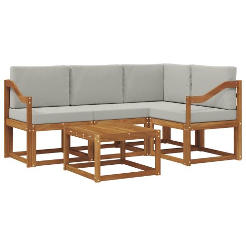 Комплект дивани за открито 5 pcs Естествено и светло сиво