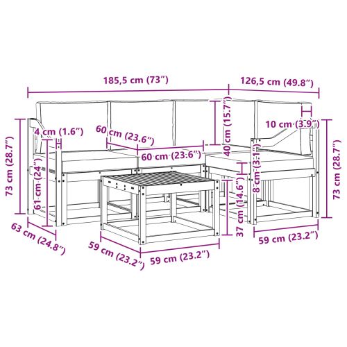 Комплект дивани за открито 5 pcs Естествено и светло сиво
