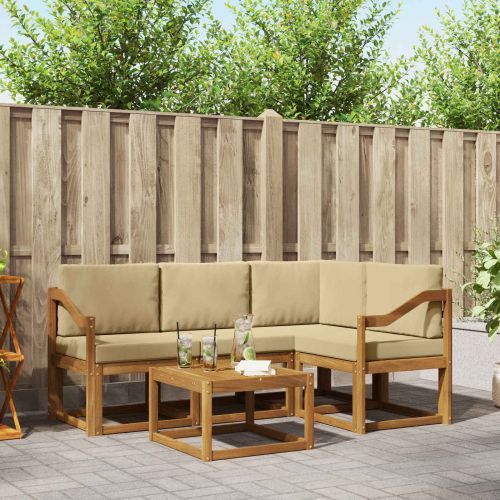 Комплект дивани за открито 5 pcs Натурален и Бежов