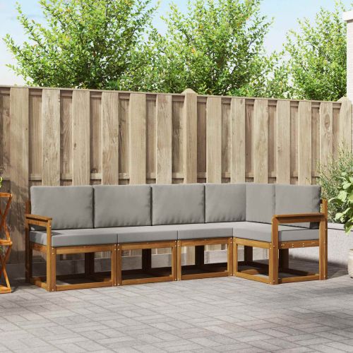 Комплект дивани с възглавница 5 pcs Естествено и светло сиво