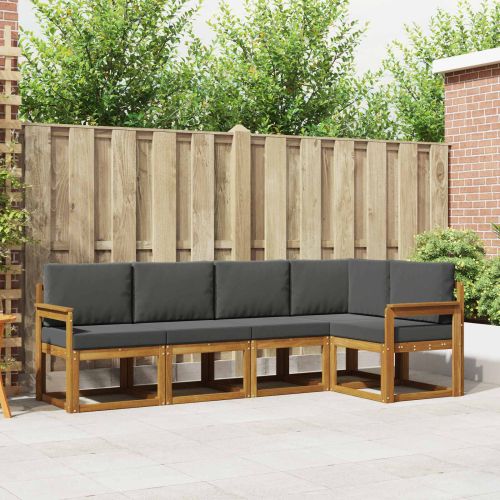 Комплект дивани с възглавница 5 pcs Натурален и Антрацит