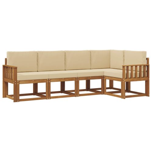 Комплект дивани с възглавница 5 pcs Натурален и Бежов