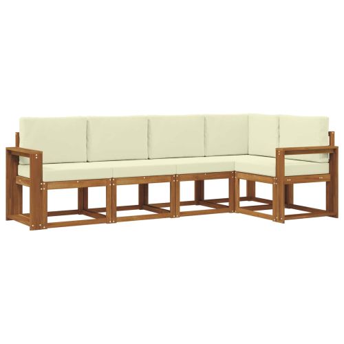 Комплект дивани с възглавница 5 pcs Натурален и Крема