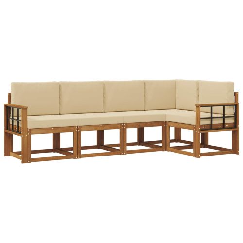 Комплект дивани с възглавница 5 pcs Натурален и Бежов