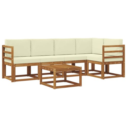 Комплект дивани за открито 6 pcs Натурален и Крема