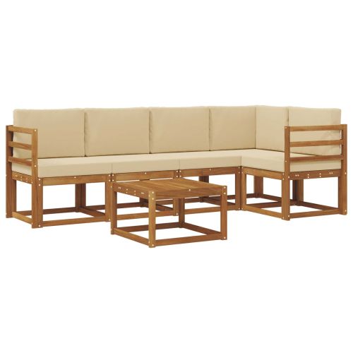 Комплект дивани с възглавница 6 pcs Натурален и Бежов