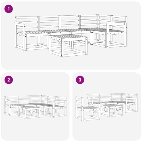 Комплект дивани за открито 6 pcs Естествен