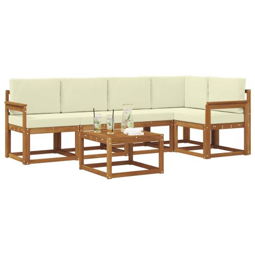 Комплект дивани за открито 6 pcs Натурален и Крема