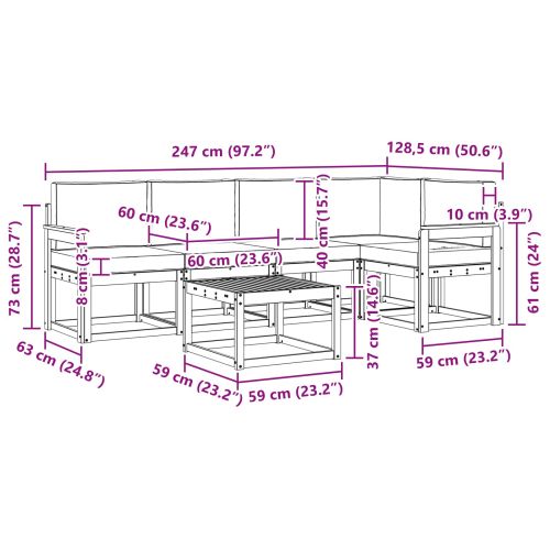 Комплект дивани за открито 6 pcs Натурален и Крема