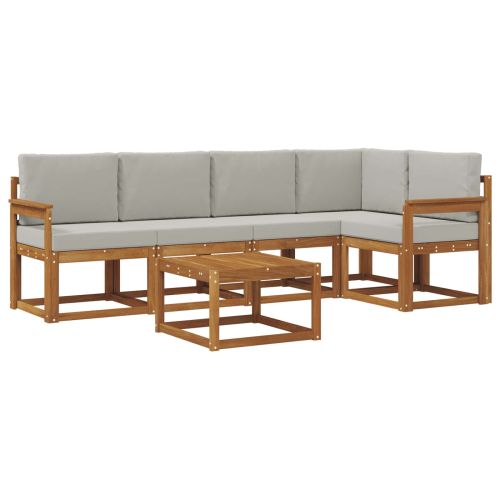 Комплект дивани за открито 6 pcs Естествено и светло сиво