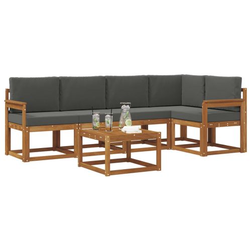 Комплект дивани за открито 6 pcs Натурален и Антрацит