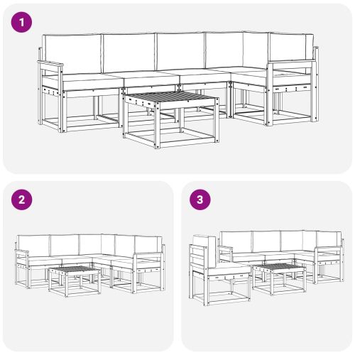 Комплект дивани за открито 6 pcs Натурален и Антрацит