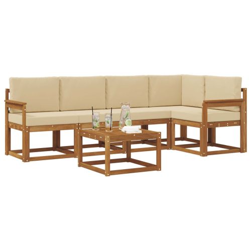 Комплект дивани за открито 6 pcs Натурален и Бежов