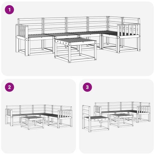 Комплект дивани за открито 6 pcs Естествен